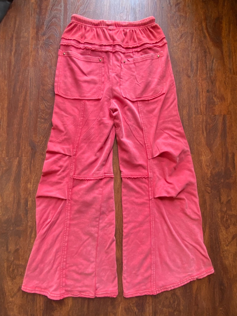 Wide-Leg Drawstring Boho Pants - Rose Red - Picture 7 of 11
